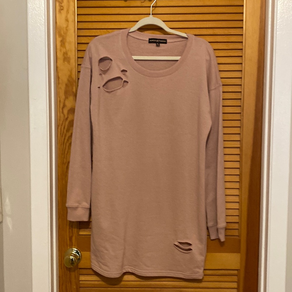 Flirty fleece dress hint of blush color